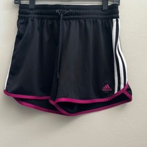 Addidas Women's Black, White & Pink Athletic Shorts with Drawstring Size M